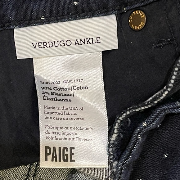 PAIGE Women’s Verdugo Ankle Skinny Jeans in Pin Dot Wash Size 30 Good Condition - Picture 7 of 10